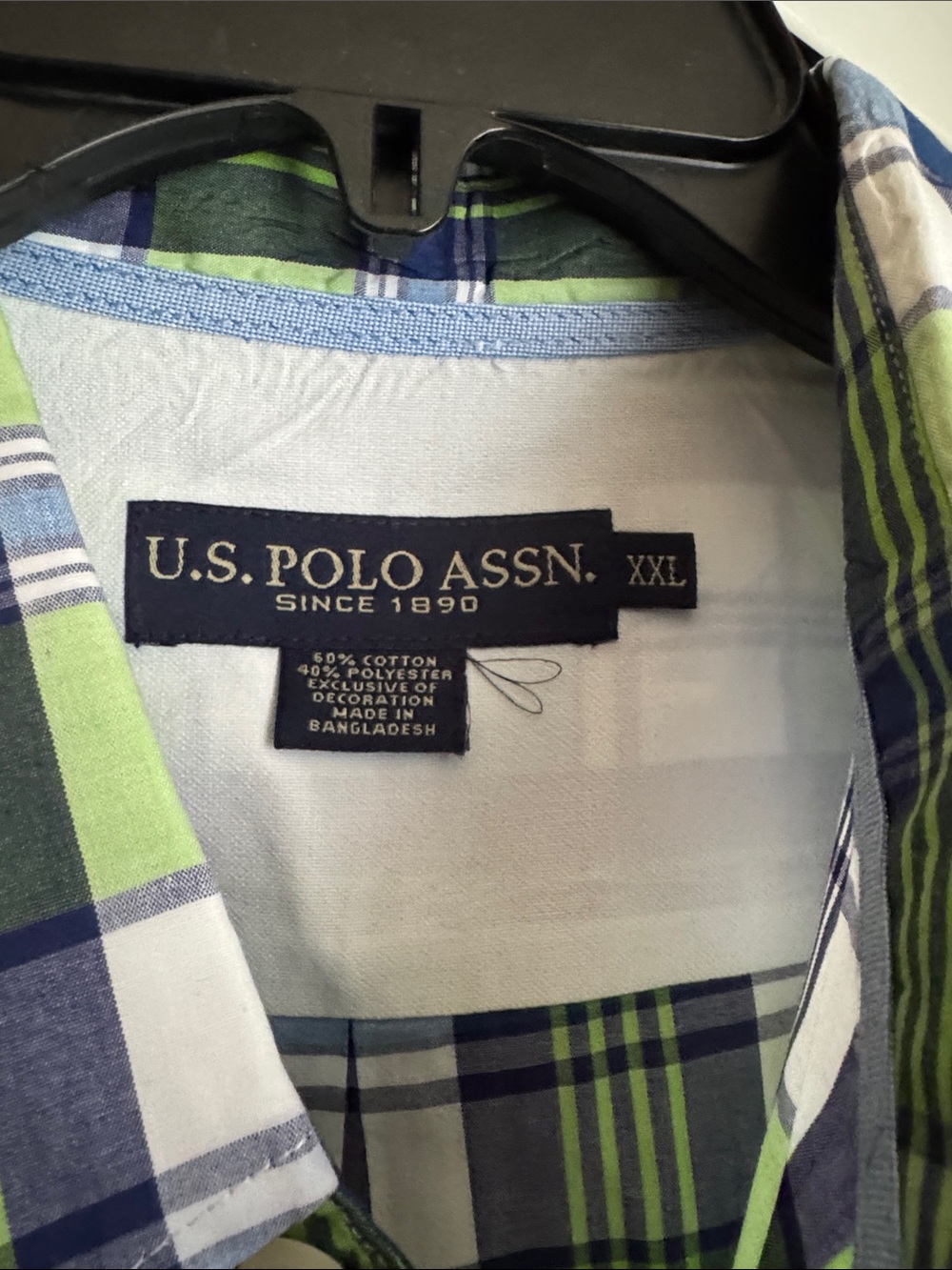 U.S. Polo Assn. Green and Blue Plaid Short-Sleeve Button-Down Shirt